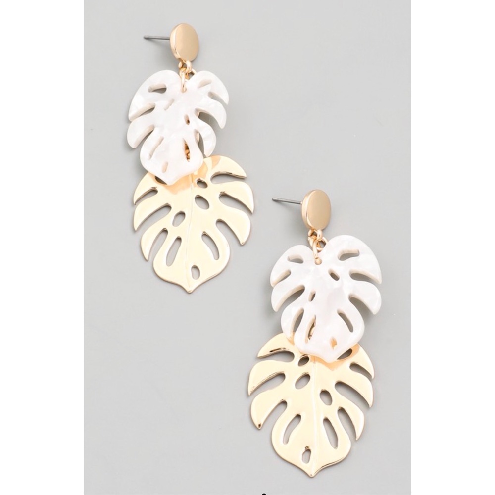 Tropical Leaf Drop Earrings